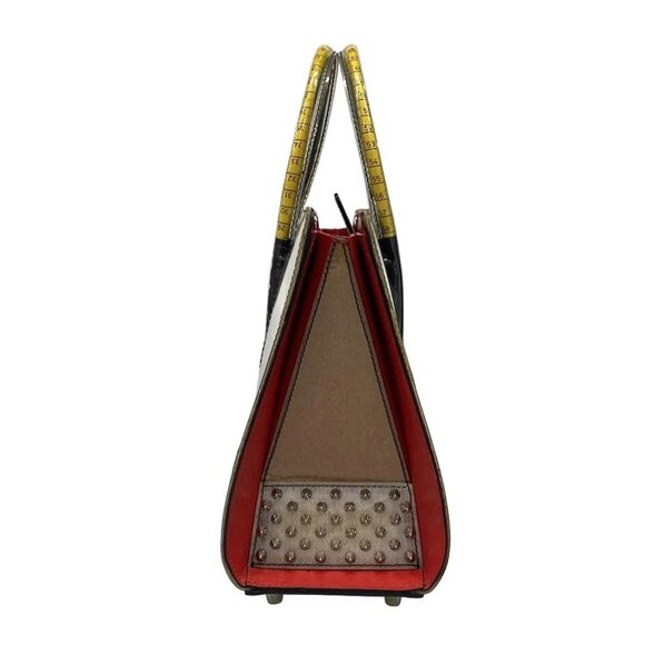 Auth CHRISTIAN LOUBOUTIN Paloma White Yellow Multi Vinyl Leather Tote Bag - Picture 2 of 15